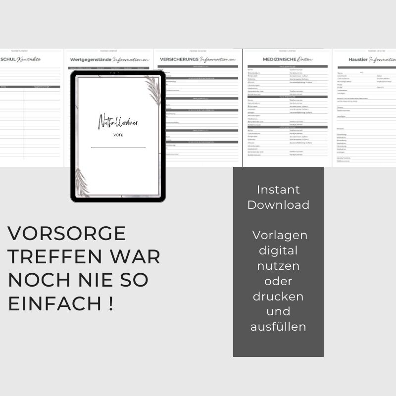 Schlamassel: Notfallorder Vorlage PDF Vorsorge Design Pampasgras – Bild 7