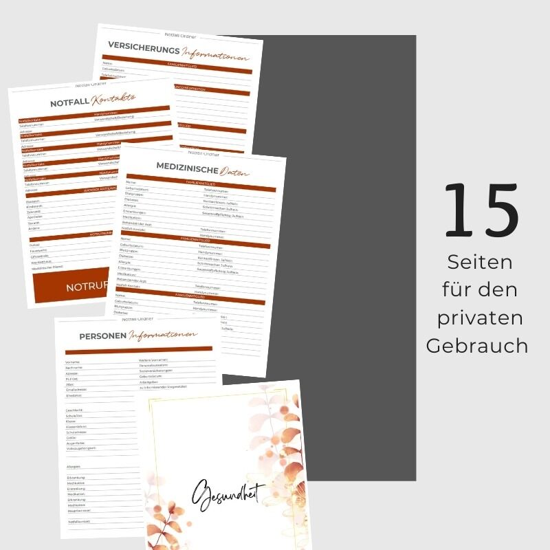 Notfallorder Vorlage PDF Vorsorge Design rosa Herbstwald – Bild 4
