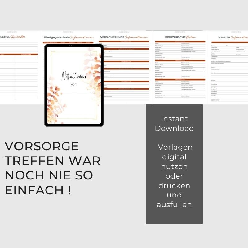 Notfallorder Vorlage PDF Vorsorge Design rosa Herbstwald – Bild 6