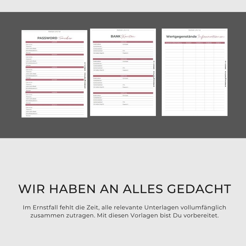 Notfallplaner Vorlage PDF Vorsorge Design rosa Watercolor – Bild 2