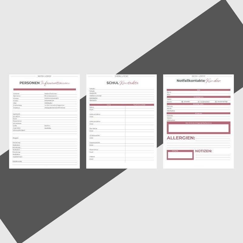 Notfallplaner Vorlage PDF Vorsorge Design rosa Watercolor – Bild 9